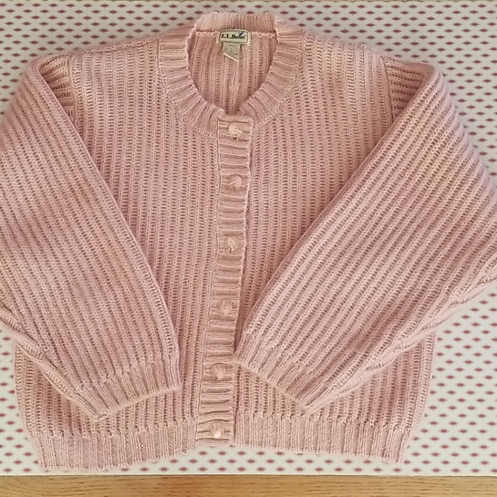 Vintage LL BEAN pink batwing cardigan mohair wool